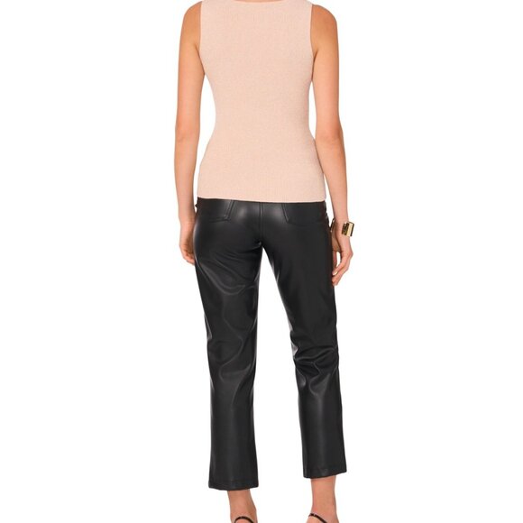 Vince Camuto Women's Metallic Ribbed Sleeveless Sweater - Sepia Rose Gold - Picture 2 of 3